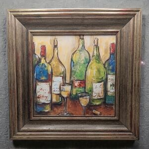 Framed art print titled "Wine Bar" by Nicole Etienne 12" x 12"